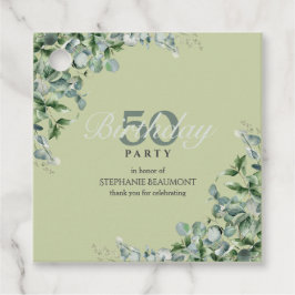 Elegant Pastel Green Flower Women's 50th Birthday  Gåvor Etiketter
