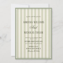 Elegant Pastel Green Striped Wedding Inbjudningar