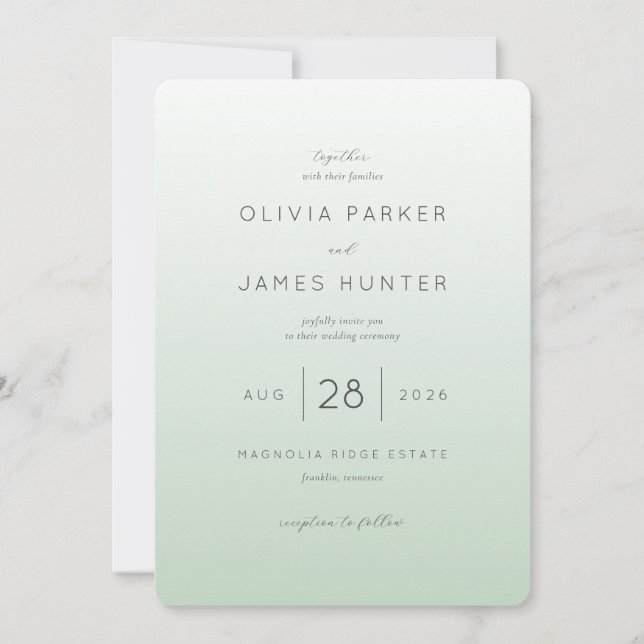 Elegant Pastel Green Wedding Invitation Inbjudningar (Framsida)