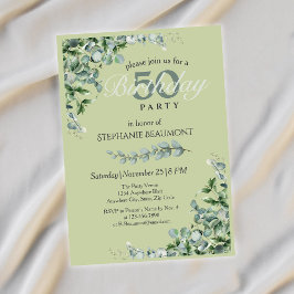 Elegant Pastel Grönt Blommor Kvinnor 50:e födelsed Inbjudningar