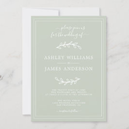 Elegant Pastel Grönt Bröllopsinbjudan Inbjudningar