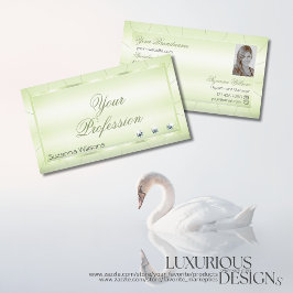 Elegant Pastel-Grönt med diamanter och Photo-Chic Visitkort