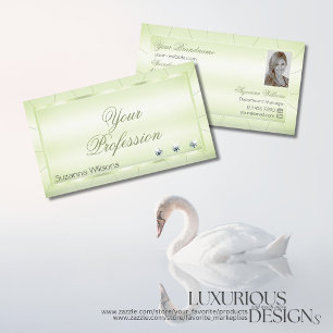 Elegant Pastel-Grönt med diamanter och Photo-Chic Visitkort