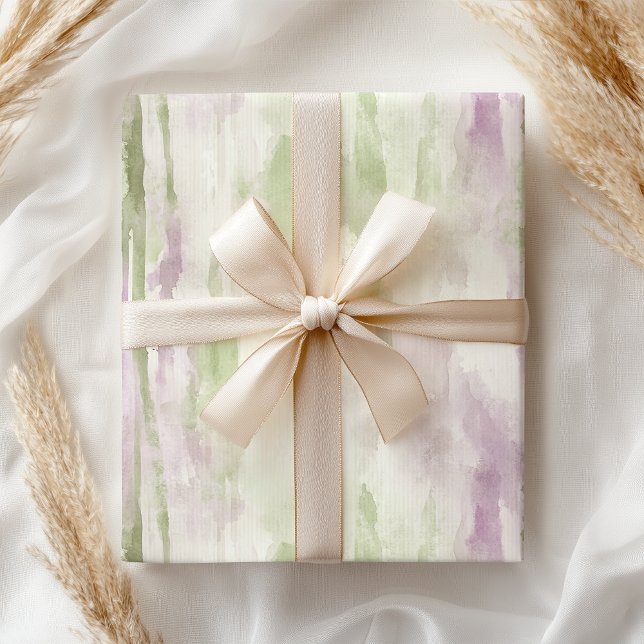 Elegant Pastel Grönt Rosa Watercolor Modern Presentpapper (Skapare uppladdad)