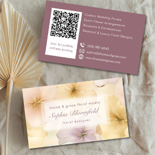 Elegant Pastel Guld Blommigt Designer Visitkort