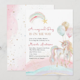 Elegant Pastel Guld Unicorn Watercolor-inbjudan Inbjudningar
