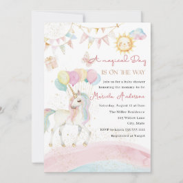 Elegant Pastel Guld Unicorn Watercolor-inbjudan Inbjudningar
