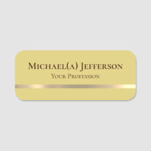 Elegant Pastel Gult och Golden Line Professionell Namnbricka