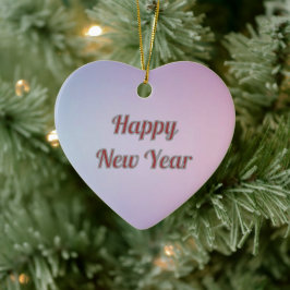 Elegant Pastel Heart Happy New Year Ceramic  Julgransprydnad Keramik
