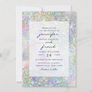 Elegant Pastel HoloGraph Glitter Glam Inbjudningar