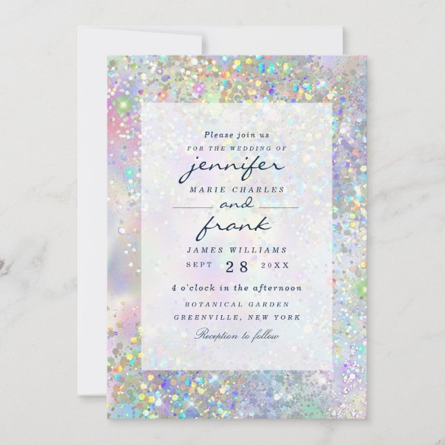 Elegant Pastel HoloGraph Glitter Glam Inbjudningar (Framsida)