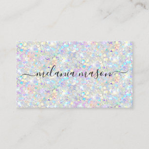 Elegant Pastel HoloGraph Glitter Makeup Artist Visitkort