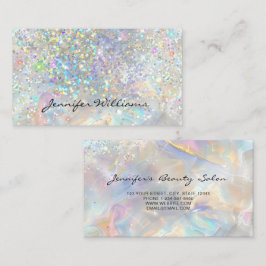 Elegant Pastel Holographic Glitter Marble Visitkort