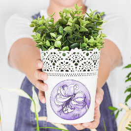 Elegant Pastel Lavender Lily Watercolor Add Namn Runt Klistermärke