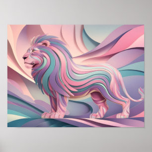 Elegant Pastel Lejon Abstrakt Tapet Poster