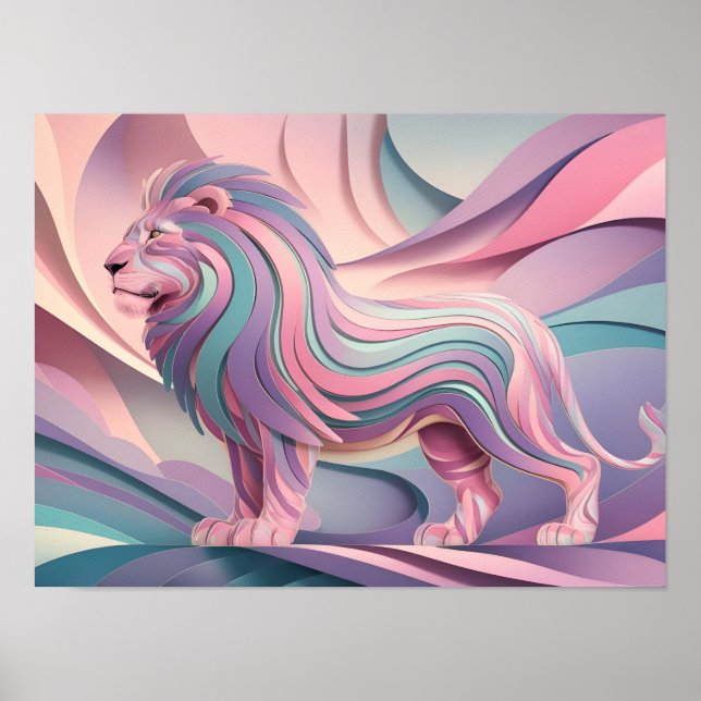 Elegant Pastel Lejon Abstrakt Tapet Poster (Framsidan)