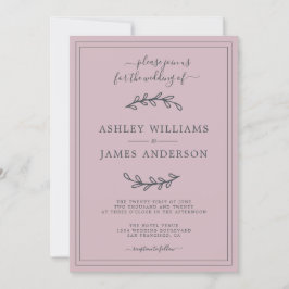 Elegant Pastel Lila bröllopsinbjudan Inbjudningar