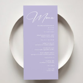 Elegant Pastel Lila Lavender Bröllop Meny