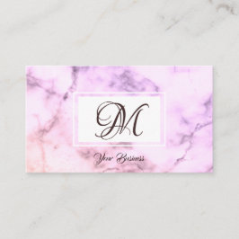 Elegant Pastel Lila Marble Snyggt Monogram Visitkort