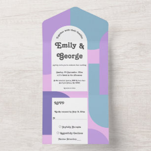 Elegant Pastel Lila Retro Groovy Modern Bröllop