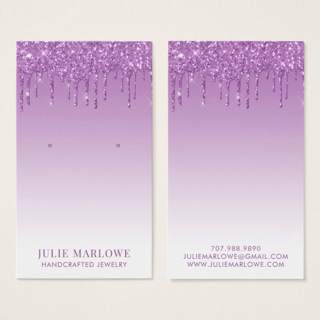 Elegant Pastel Lila Violet Glitter Drives Visitkort (Framsida & baksida)