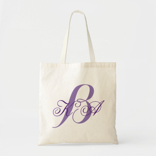elegant pastel lilach lila monogram bridesmaid tygkasse (Framsidan)
