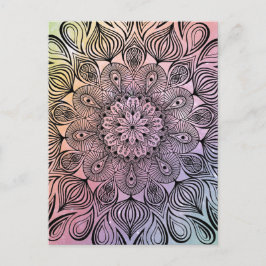 Elegant Pastel Mandala Trippy Psychedelic Hippie Vykort