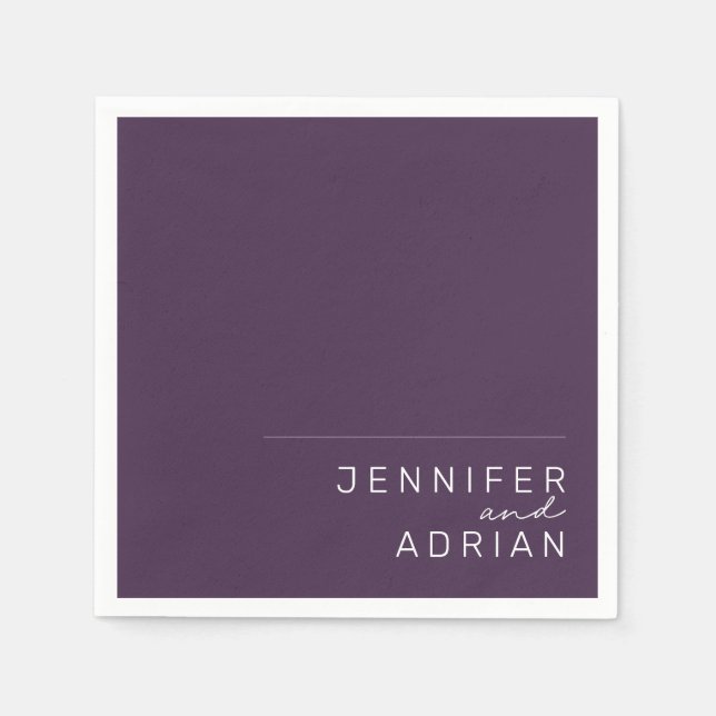 Elegant Pastel Minimal Lila Modern Bröllop Napki Pappersservett (Framsidan)