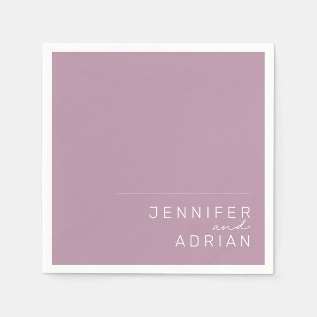 Elegant Pastel Minimal Lila Modern Bröllop Napki Pappersservett (Framsidan)