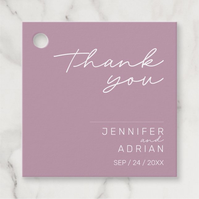 Elegant Pastel Minimal Lila Tack Bröllop Fa Gåvor Etiketter (Framsida)
