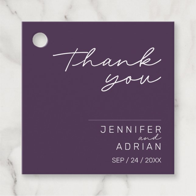 Elegant Pastel Minimal Lila Tack Bröllop Fa Gåvor Etiketter (Framsida)