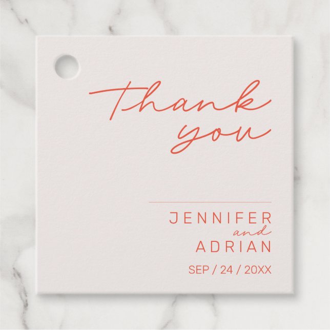 Elegant Pastel Minimal Tack Bröllop Gåvor Etiketter (Framsida)