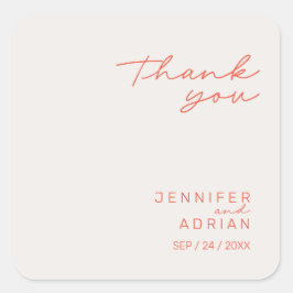 Elegant Pastel Minimal Tack Bröllop Square Fyrkantigt Klistermärke