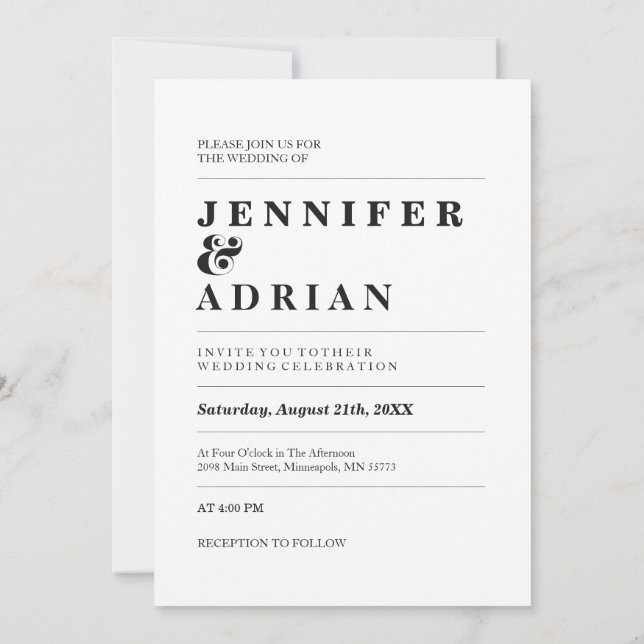 Elegant Pastel Minimal White Modern Simple Invita Inbjudningar (Baksida)