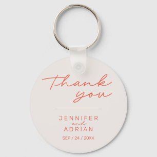 Elegant Pastel Minimal White och Red Bröllop Nyckelring