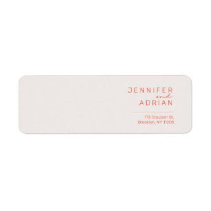 Elegant Pastel Minimal White och Red Modern Retur Returadress Etikett