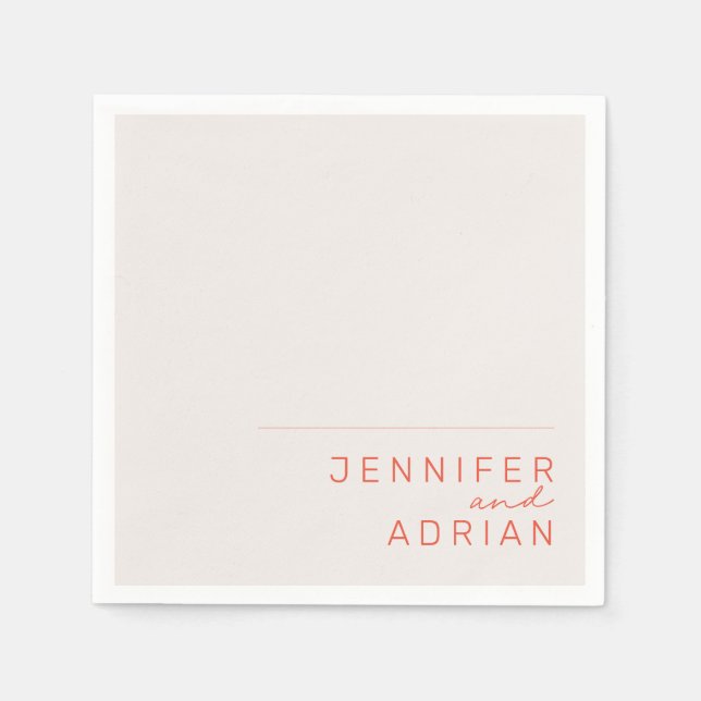 Elegant Pastel Minimal White och Red Modern Weddi Pappersservett (Framsidan)