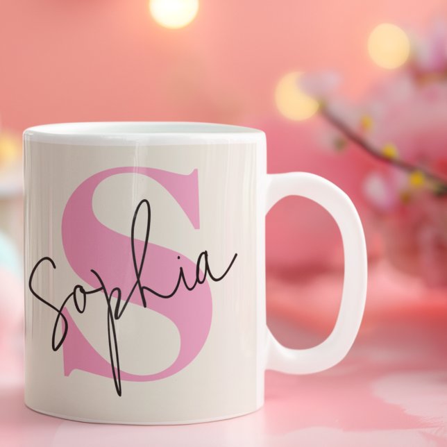 Elegant Pastel Monogram Coffee Mugg (Skapare uppladdad)