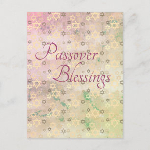 Elegant Pastel Passover Blessings Star of David Helg Vykort