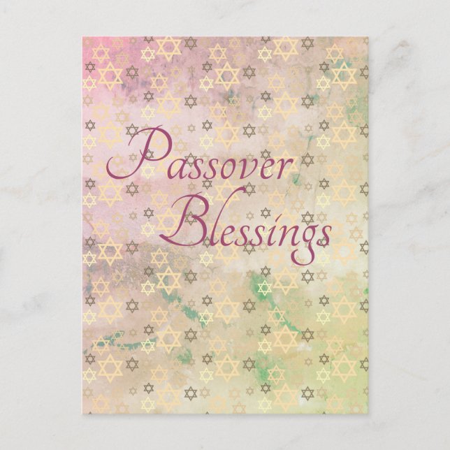 Elegant Pastel Passover Blessings Star of David Helg Vykort (Framsida)