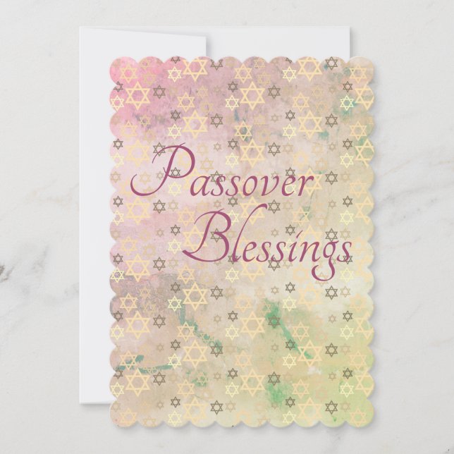 Elegant Pastel Passover Blessings Star of David Julkort (Framsida)