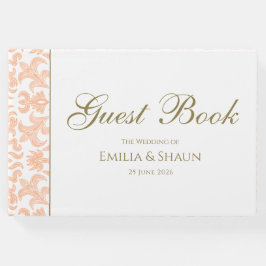 Elegant Pastel Peach Bröllop Guest Bok