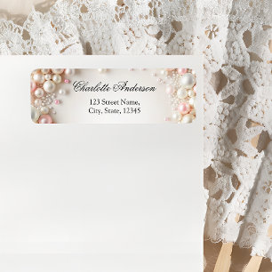 Elegant Pastel Pearls Möhippa Retur Returadress Etikett