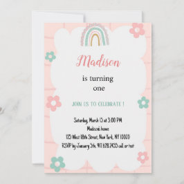 elegant Pastel Rainbow Watercolor Birthday Inbjudningar