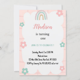 elegant Pastel Rainbow Watercolor Birthday Inbjudningar