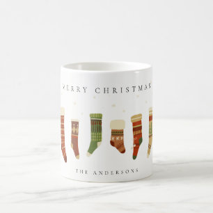 ELEGANT PASTEL RED GRÖNT STAR CHIRSTMAS STOCKINGS KAFFEMUGG