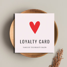 Elegant Pastel Red Heart Beauty Salon Loyalty Card Lojalitetskort
