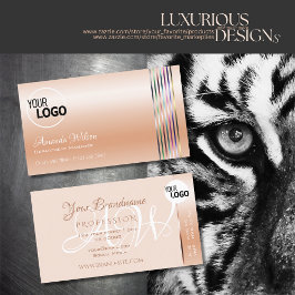 Elegant Pastel Ro Coral Shimmer Rand add Logotyp Visitkort