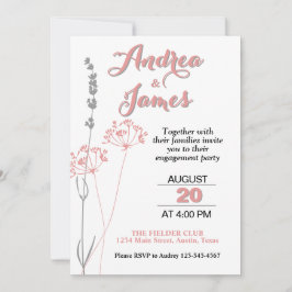 Elegant Pastel Rosa and Gr Blommigt Förlovningsfes Inbjudningar