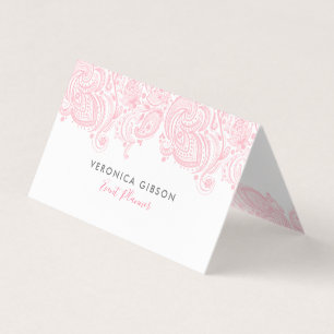 Elegant pastel rosa blommigt paisley snöre visitkort